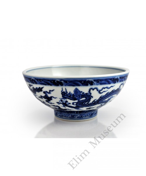 1477 A b&w dragon pattern big bowl